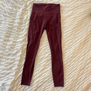 Lululemon fast and free maroon high rise tight 25”